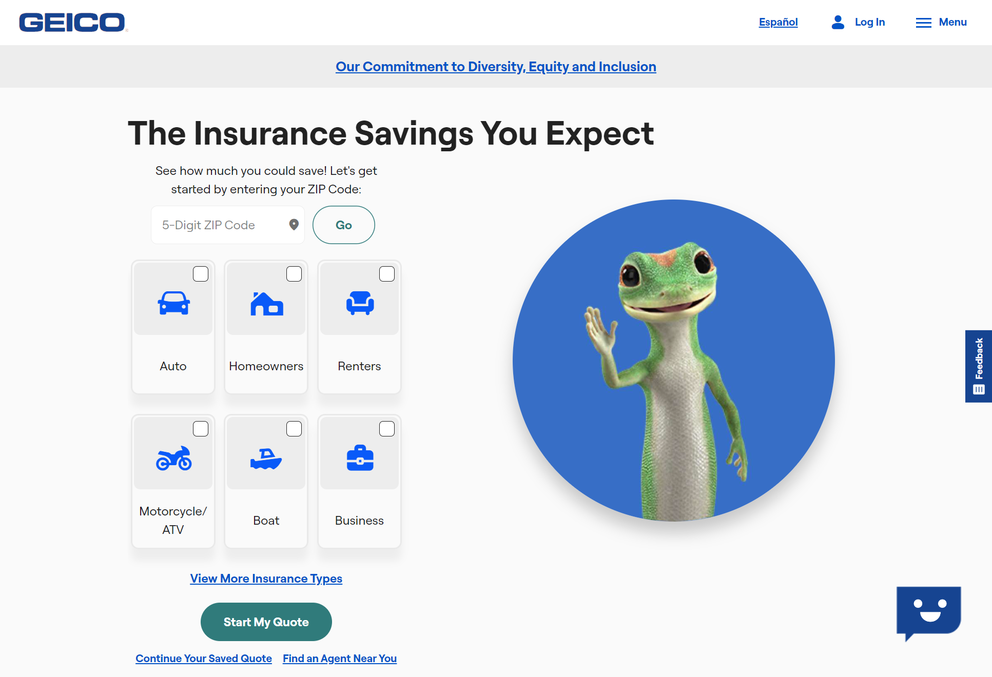 Best Fayetteville, AR Auto Insurance: Geico HomePage Screenshot